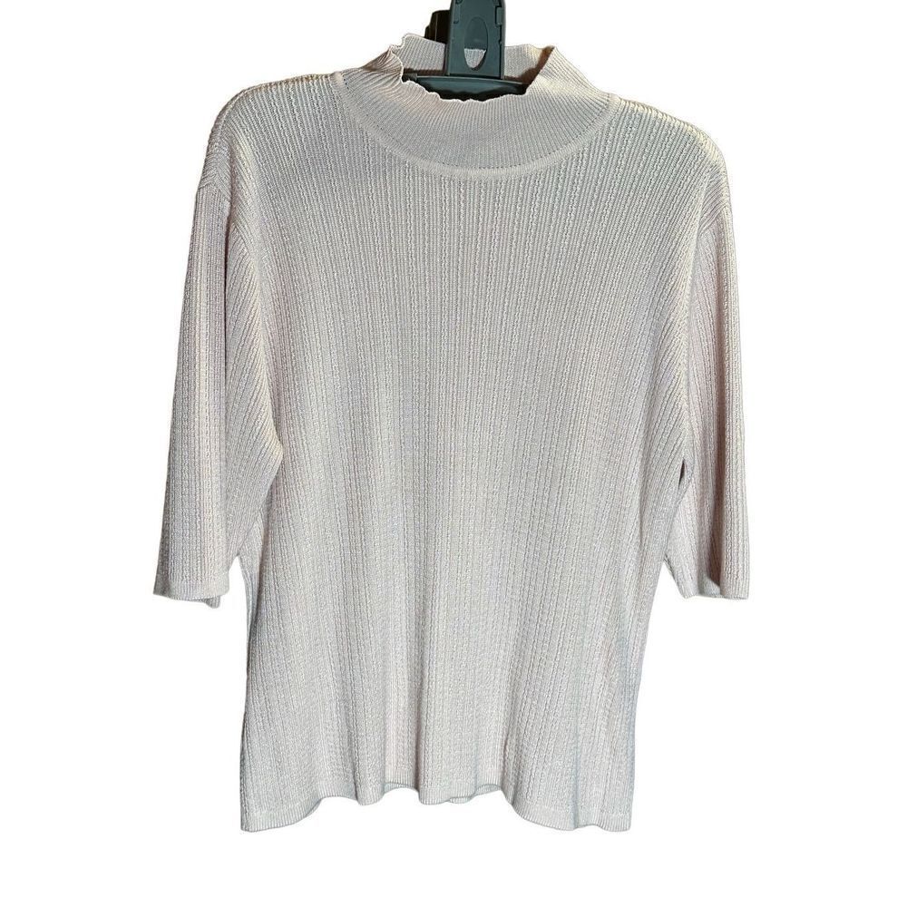 Talbots light pastel‎ pink 100% silk sweater mock neck sz L petite